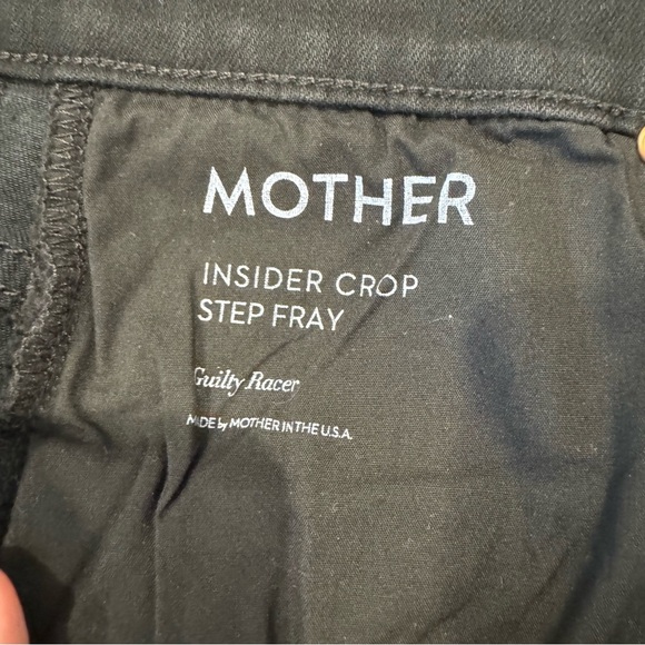 MOTHER Step Fray Insider Crop JEANS Guilty Racer Black White Stripe Size 27 $248 - Picture 10 of 12
